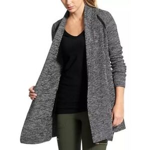 Athleta Horizon Sweater Wrap in Black Heather, Linen/Cotton Blend, Size XS